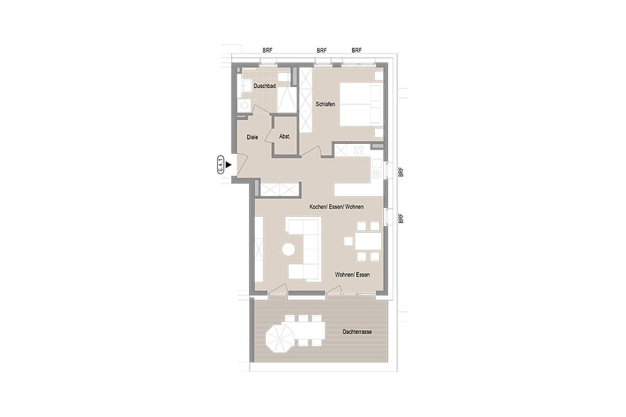 2-Zimmer Penthouse Wohnung